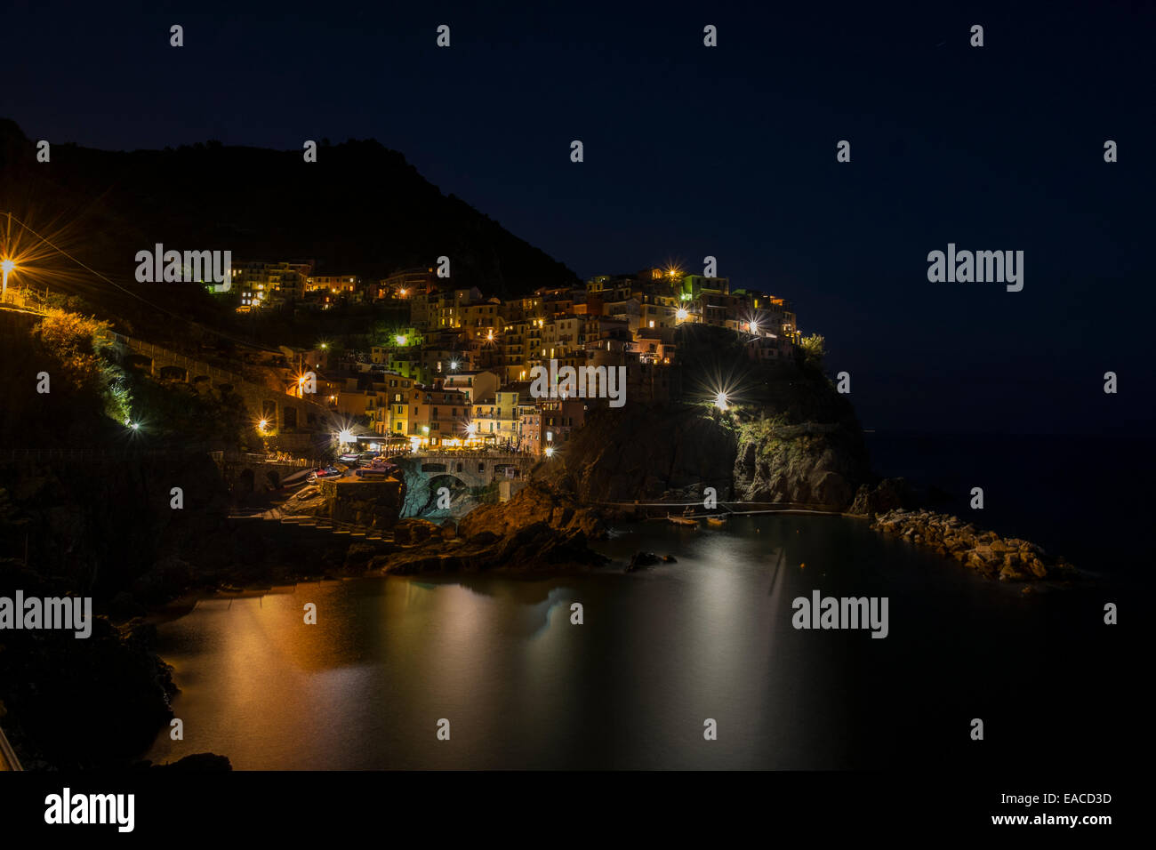Clifftop village of Manarola in the Cinque Terre. Stock Photo