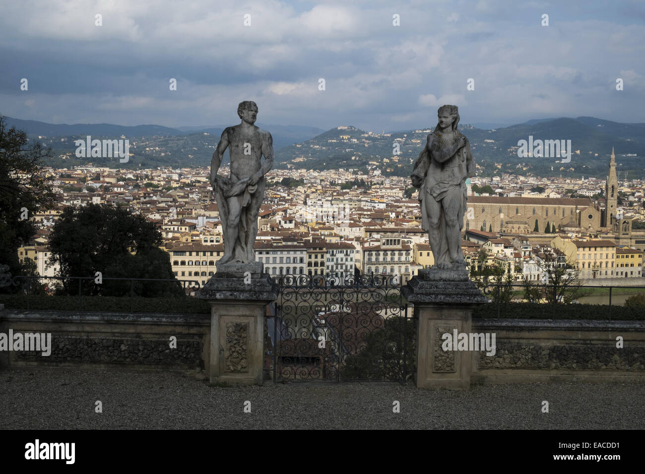 view of Florence from garden Giardino de Bardini Stock Photo