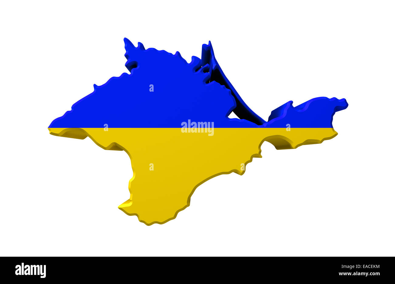 Crimea peninsula colorized in colors of Ukraine  flag Stock Photo