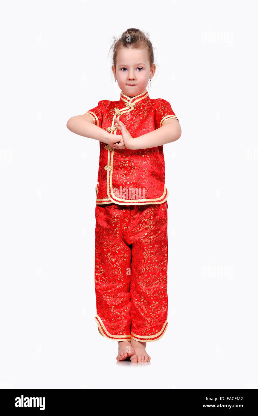 European girl in traditional Chinese dress Stock Photo