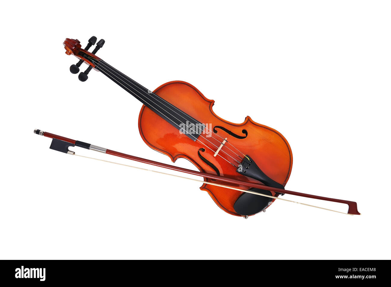 violoncello with fiddlestick isolated under the white background Stock Photo