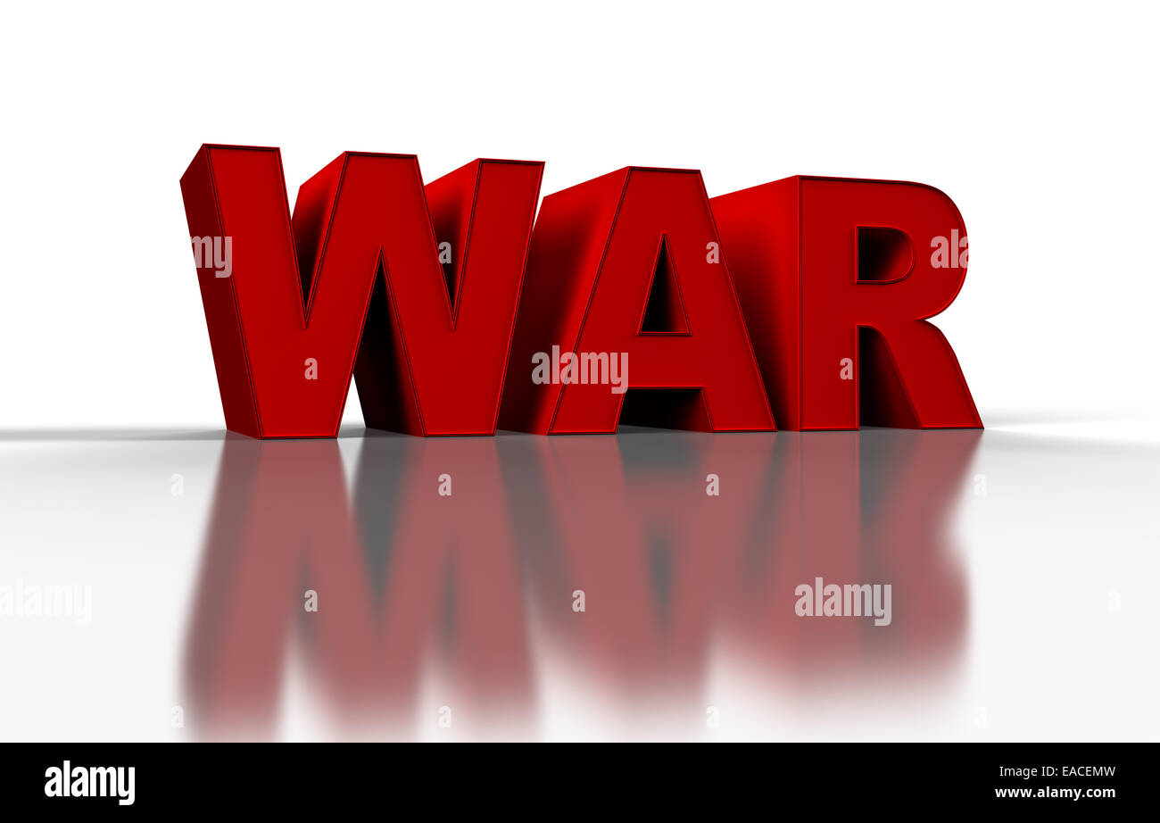 big red 3s text 'WAR' Stock Photo
