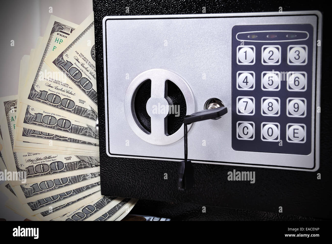 cell with money in safety deposit box Stock Photo Alamy