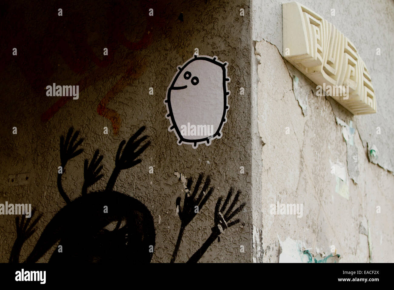 Graffiti street art Berlin tags monster mural Stock Photo