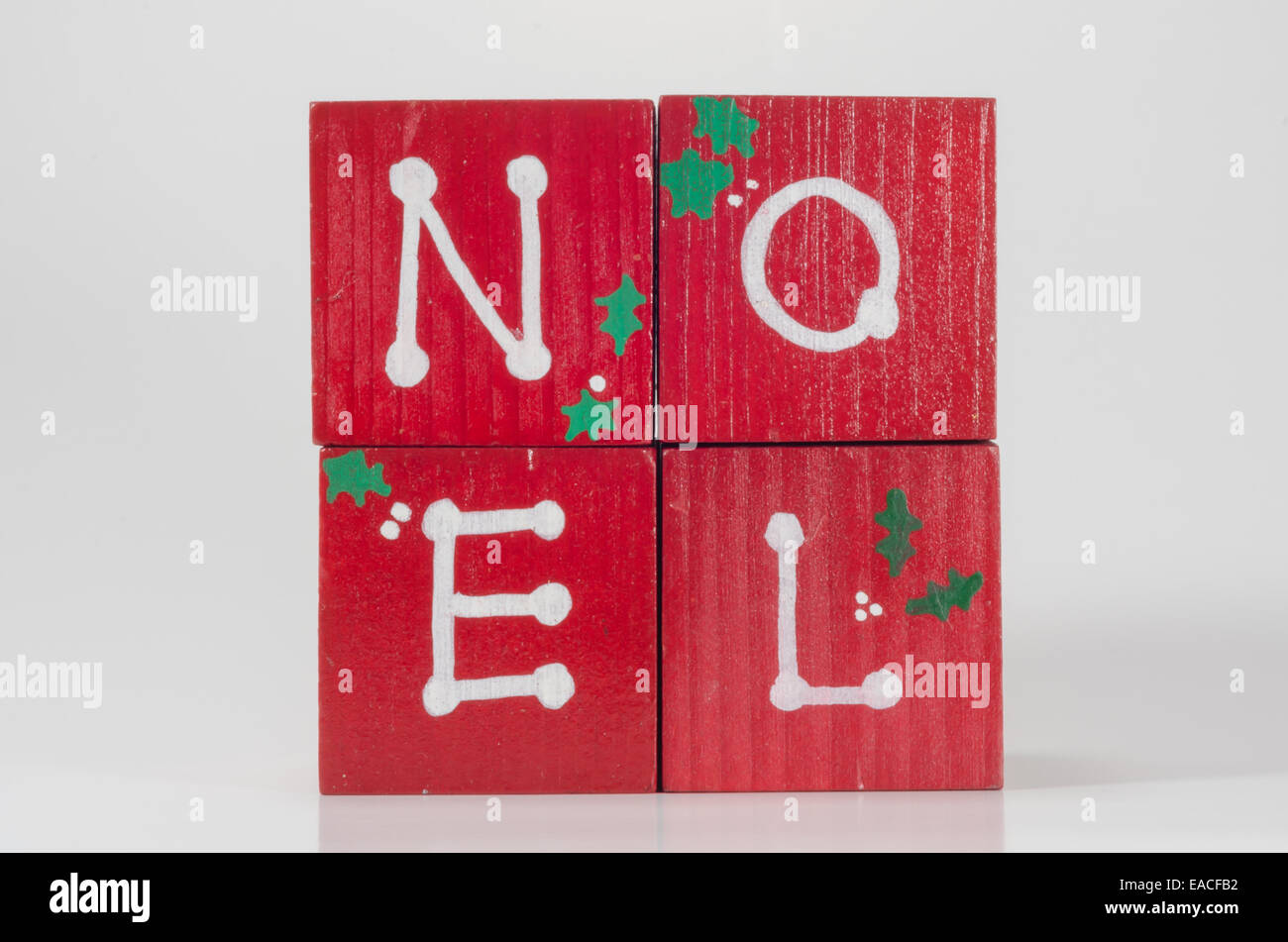 Painted Red Green And White Blocks Spell Out Noel For A