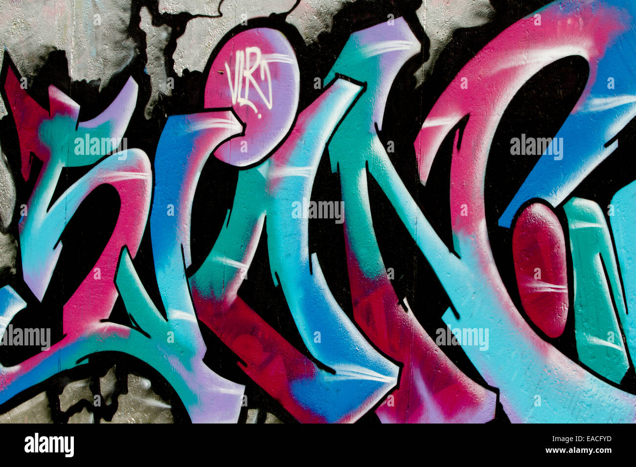 Graffiti Berlin wall art tag urban colour letters Stock Photo