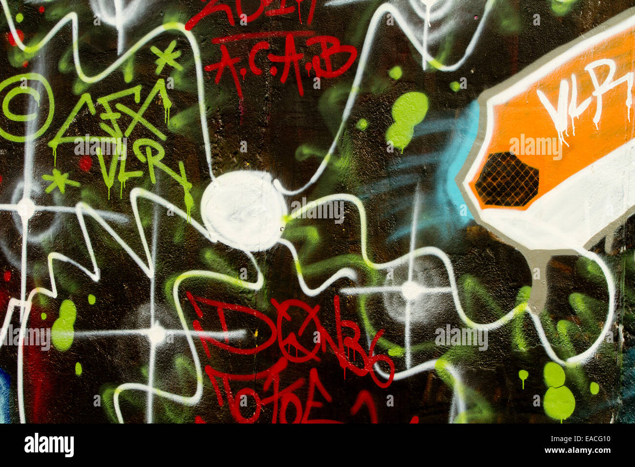 Graffiti street art Berlin wall colour sea creature Stock Photo