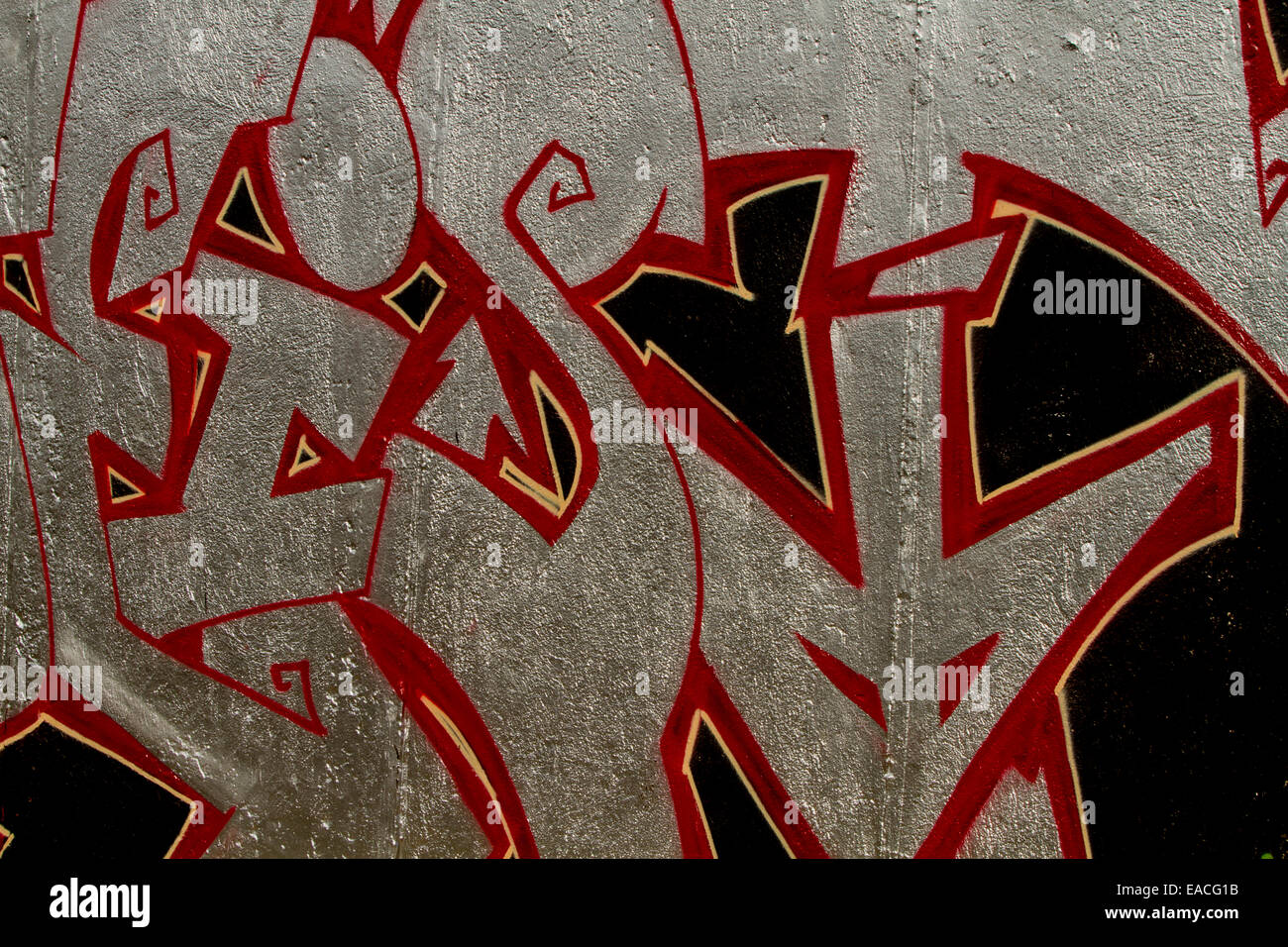 Graffiti Berlin wall art tag urban silver letters Stock Photo Alamy