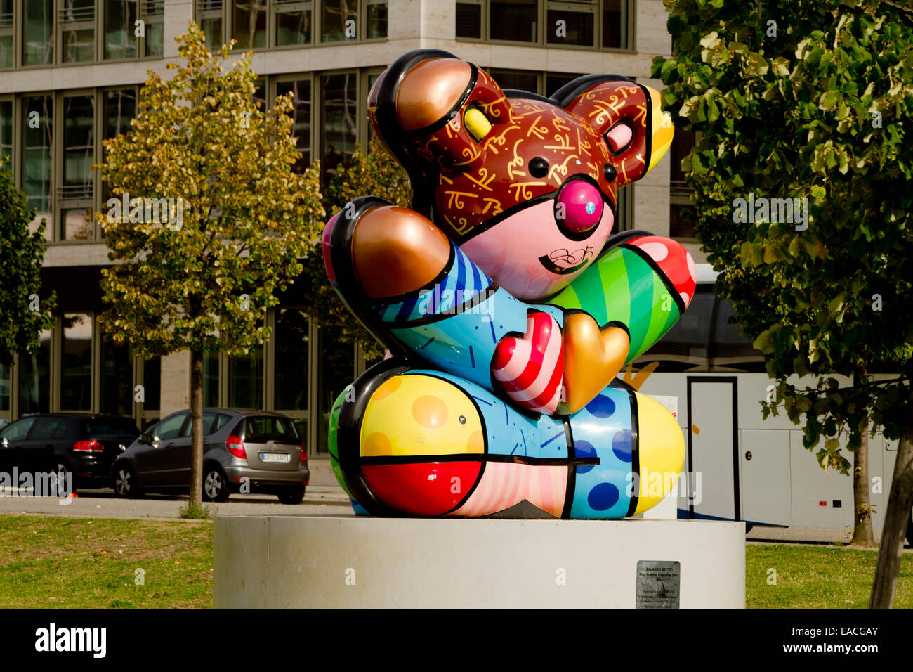 street statue graffiti colourful bear Berlin urban Stock Photo