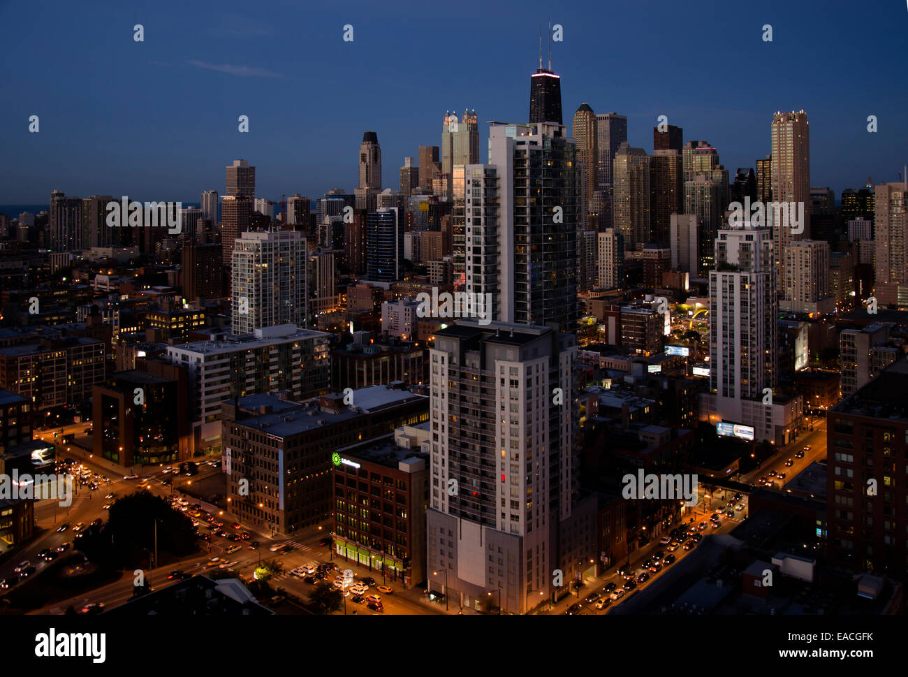 Skyscapers in Streeterville by night Stock Photo