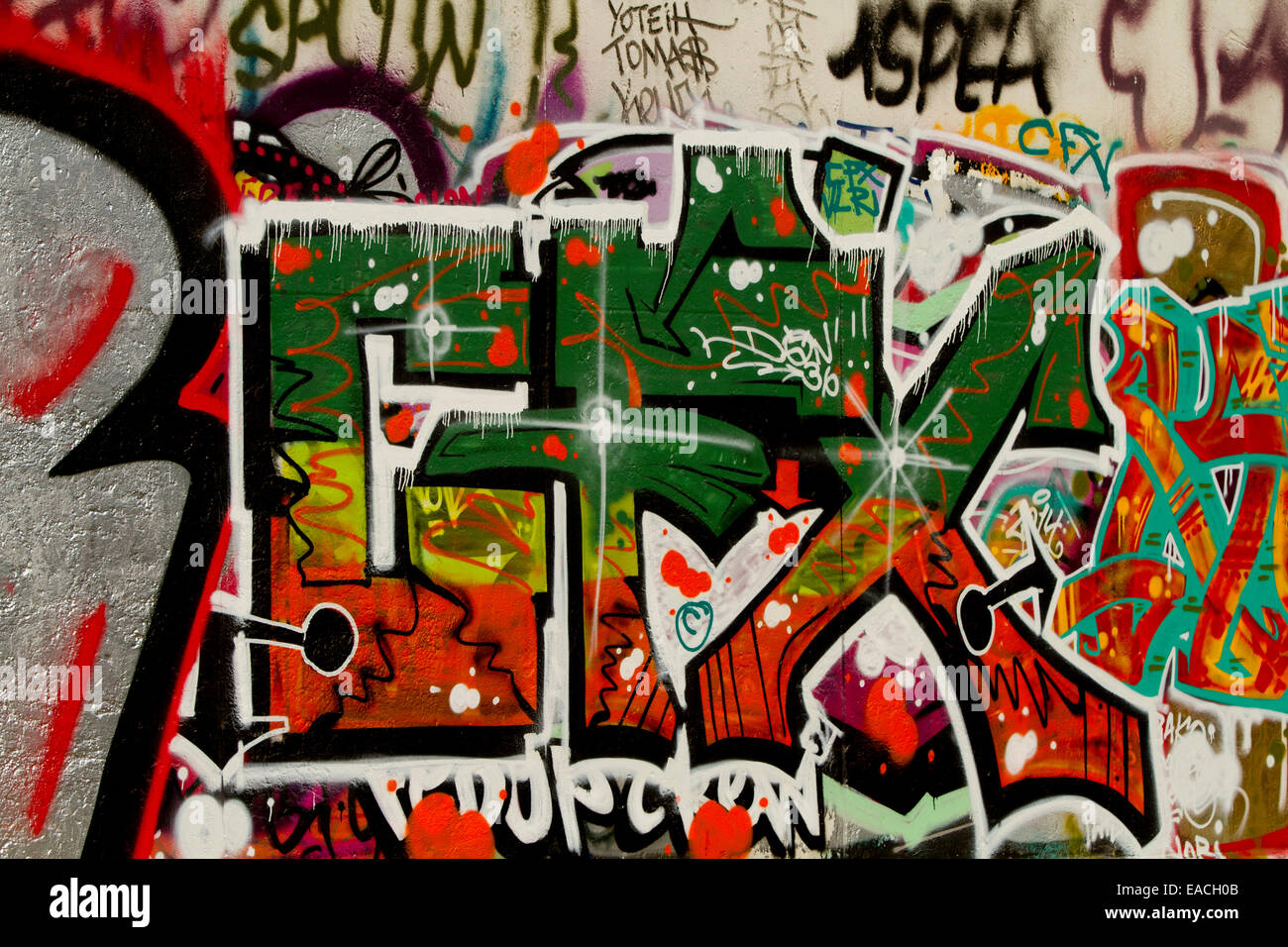 graffiti GfX tag urban Berlin Wall paint colour Stock Photo