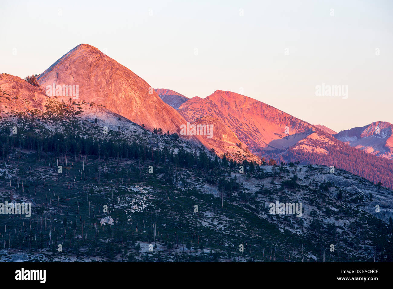 Granite Domes at dusk from Glacier Point above Yosemite Valley ...