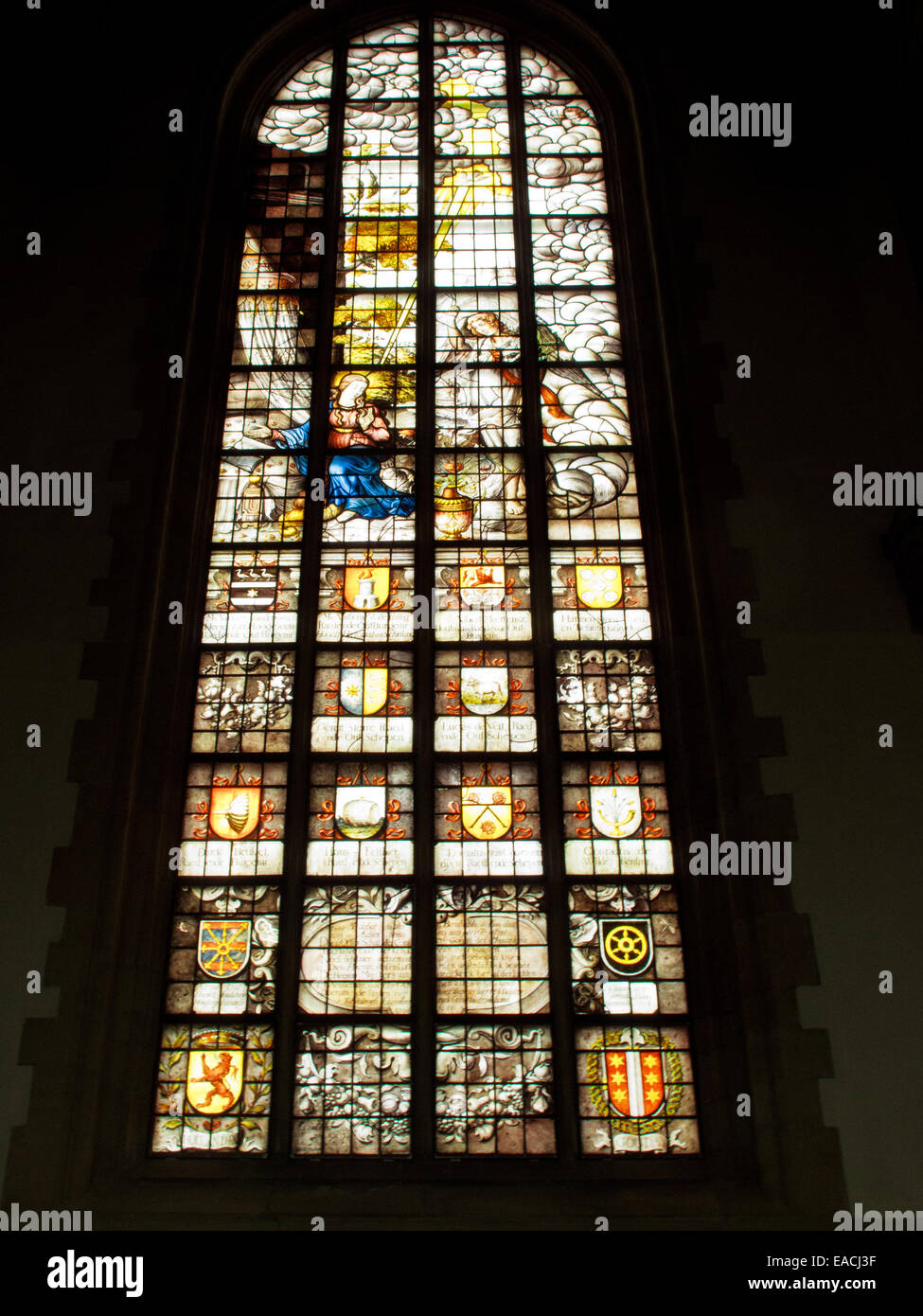 Stained glass at St. John Church in Gouda Stock Photo