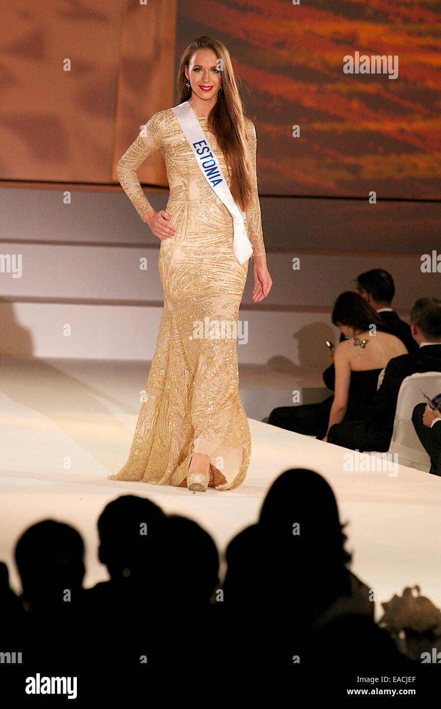 Tokyo, Japan. 11th Nov, 2014. Miss Estonia Birgit Konsin.  Miss Estonia Birgit Konsin walks down the runway during 'The 54th Miss International Beauty Pageant 2014' on November 11, 2014 in Tokyo, Japan. The pageant brings women from more than 65 countries and regions to Japan to become new 'Beauty goodwill ambassadors' and also donates money to underprivileged children around the world thought their 'Mis International Fund'. (Photo by Rodrigo Reyes Marin/AFLO) Stock Photo