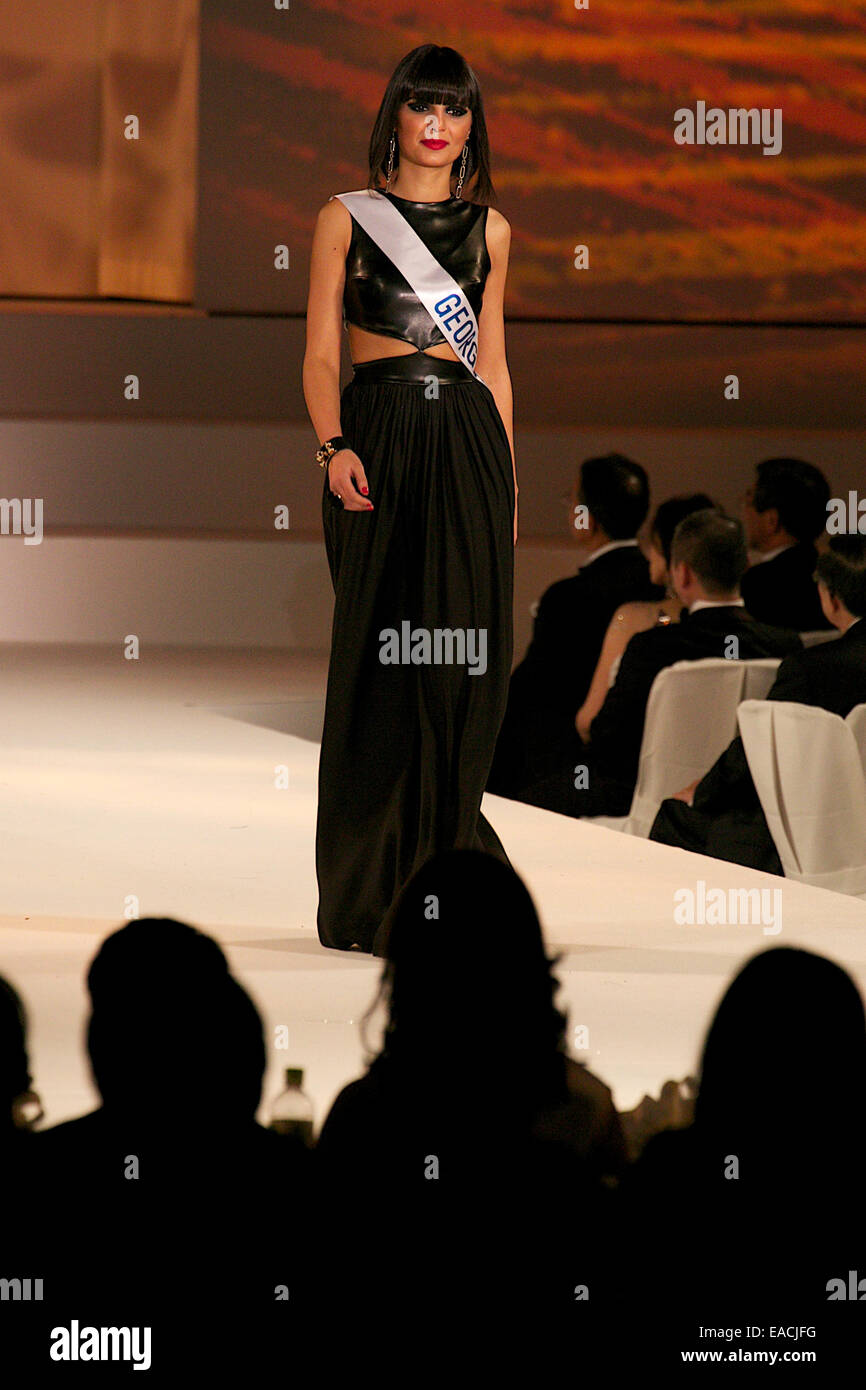 Tokyo, Japan. 11th Nov, 2014. Miss Georgia Inga Tsaturiani.  Miss Georgia Inga Tsaturiani walks down the runway during 'The 54th Miss International Beauty Pageant 2014' on November 11, 2014 in Tokyo, Japan. The pageant brings women from more than 65 countries and regions to Japan to become new 'Beauty goodwill ambassadors' and also donates money to underprivileged children around the world thought their 'Mis International Fund'. (Photo by Rodrigo Reyes Marin/AFLO) Stock Photo
