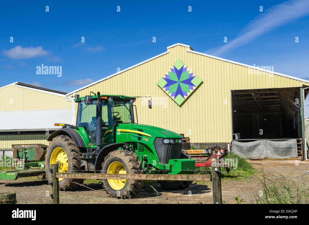 Tractor and machinery barn on a dairy farm. Tillamook, Oregon Stock