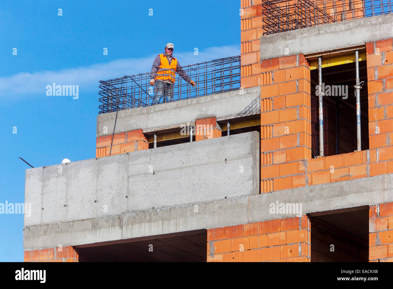 Housing construction of building, bricks, Prague, Czech Stock Photo