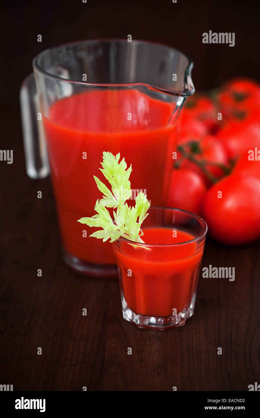 Tomato celery juice in a glass on the table Stock Photo Alamy