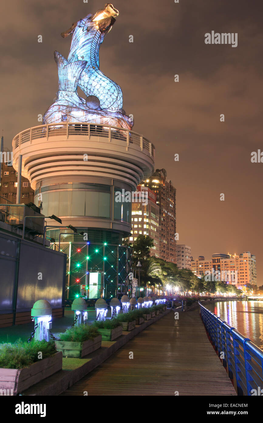 Love River at night, Kahosiung city - Taiwan Stock Photo