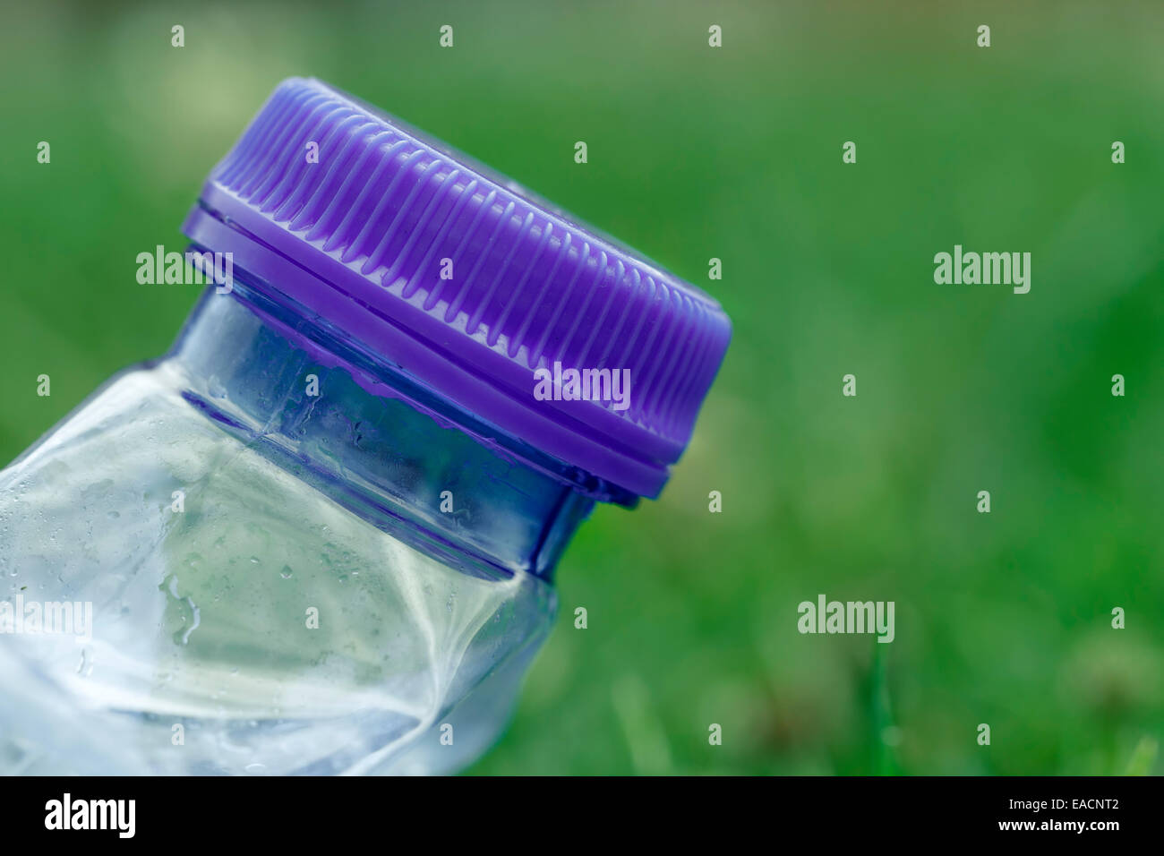 bottle of water compressed, plastic bottle cap, macro shot Stock Photo