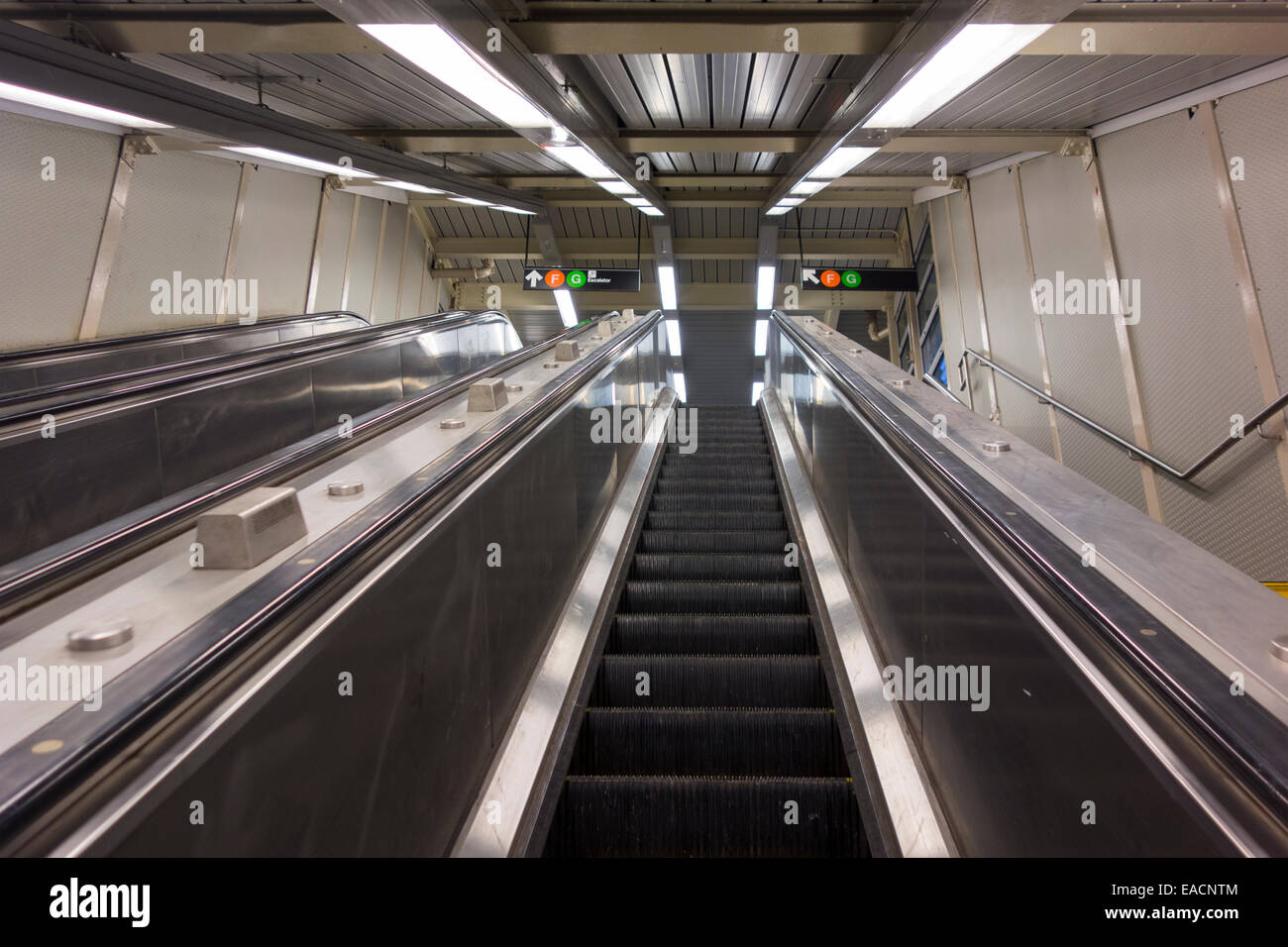 subway escalator New York City Brooklyn Stock Photo