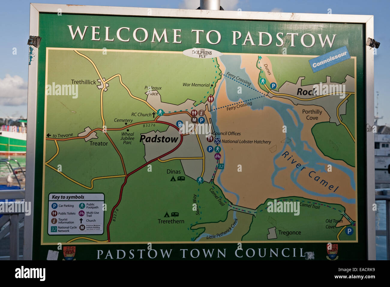 to Padstow information sign and map Stock Photo Alamy