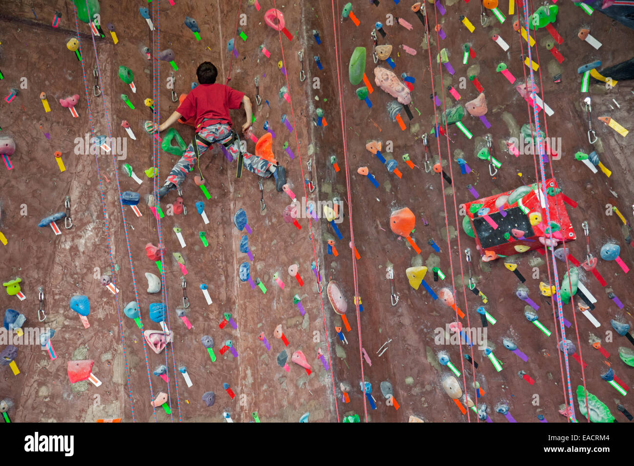 rock climbing at Brooklyn Boulders in NYC Stock Photo Alamy
