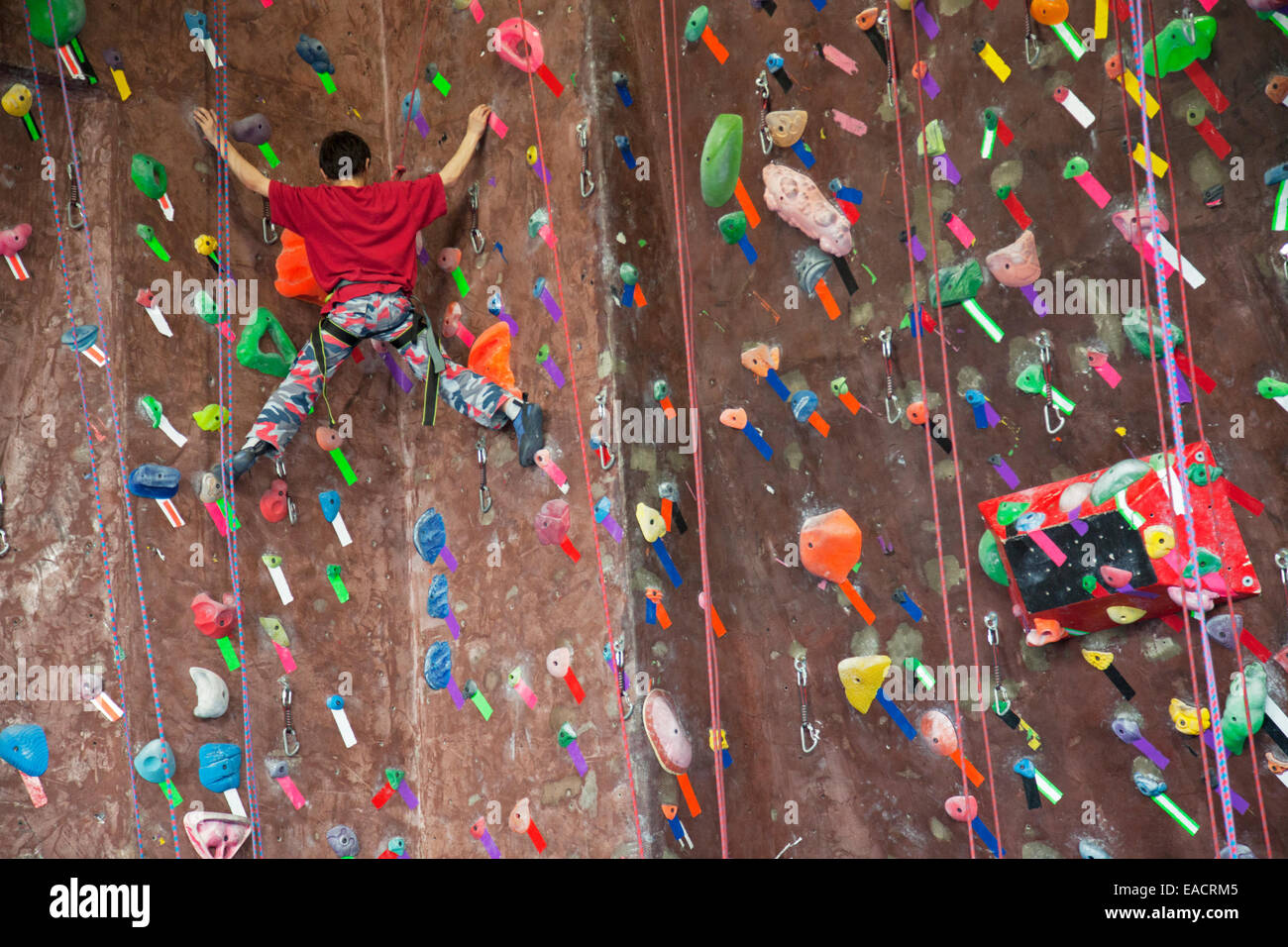 rock climbing at Brooklyn Boulders in NYC Stock Photo Alamy