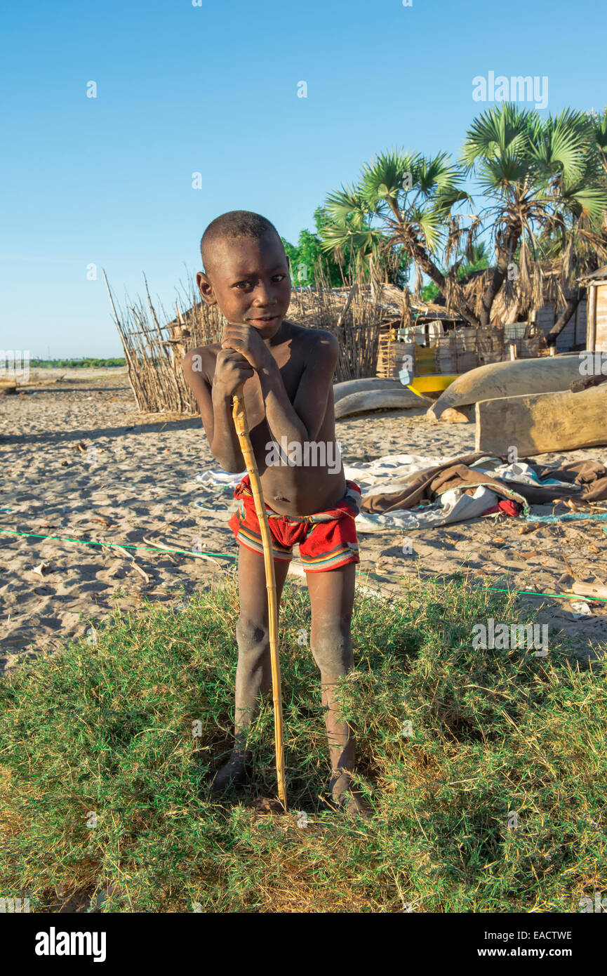 Malagasy Boy smiling, Betany village, Morondava, Toliara province, Madagascar Stock Photo