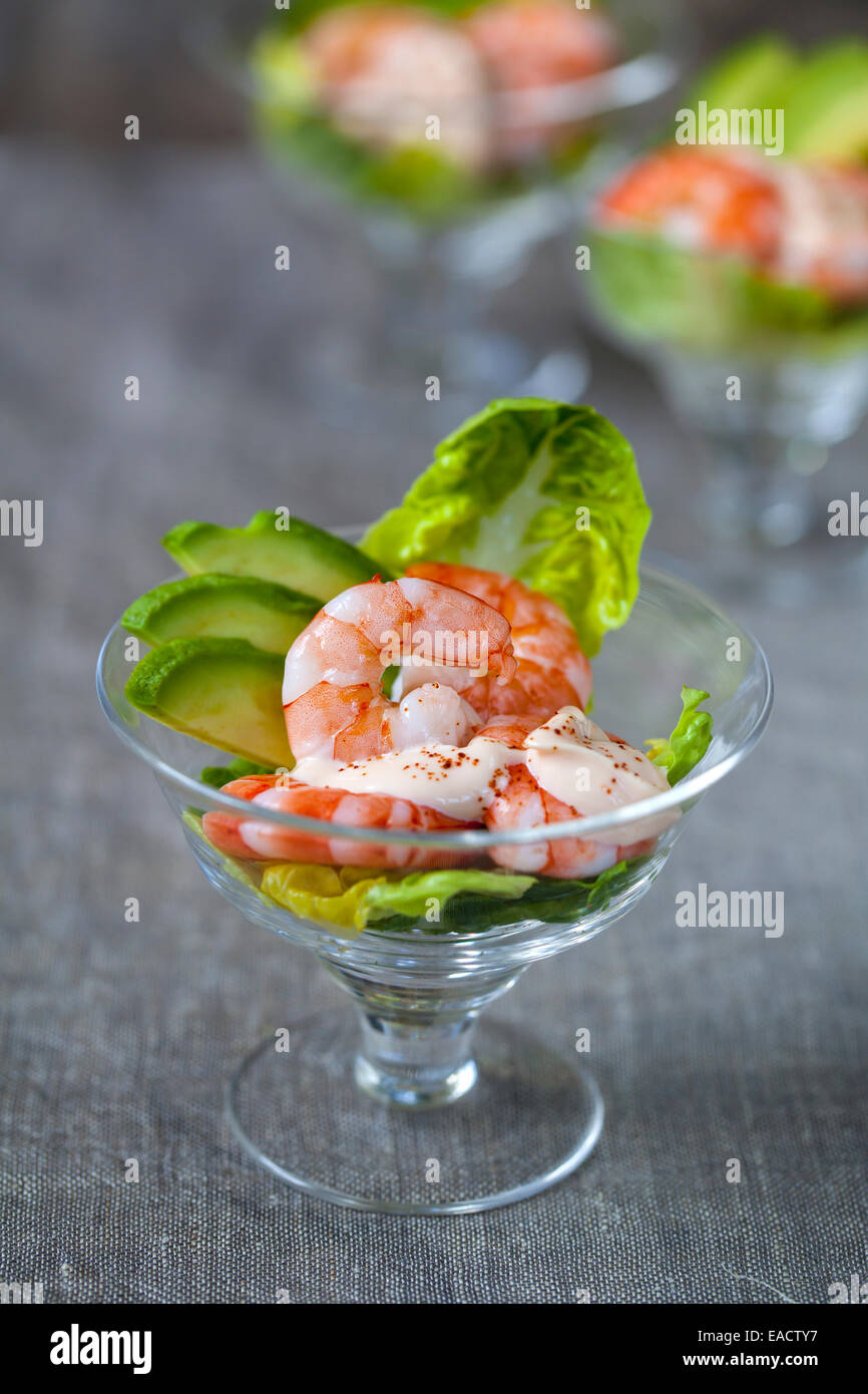 Lettuce prawn cocktail glass retro hires stock photography and images