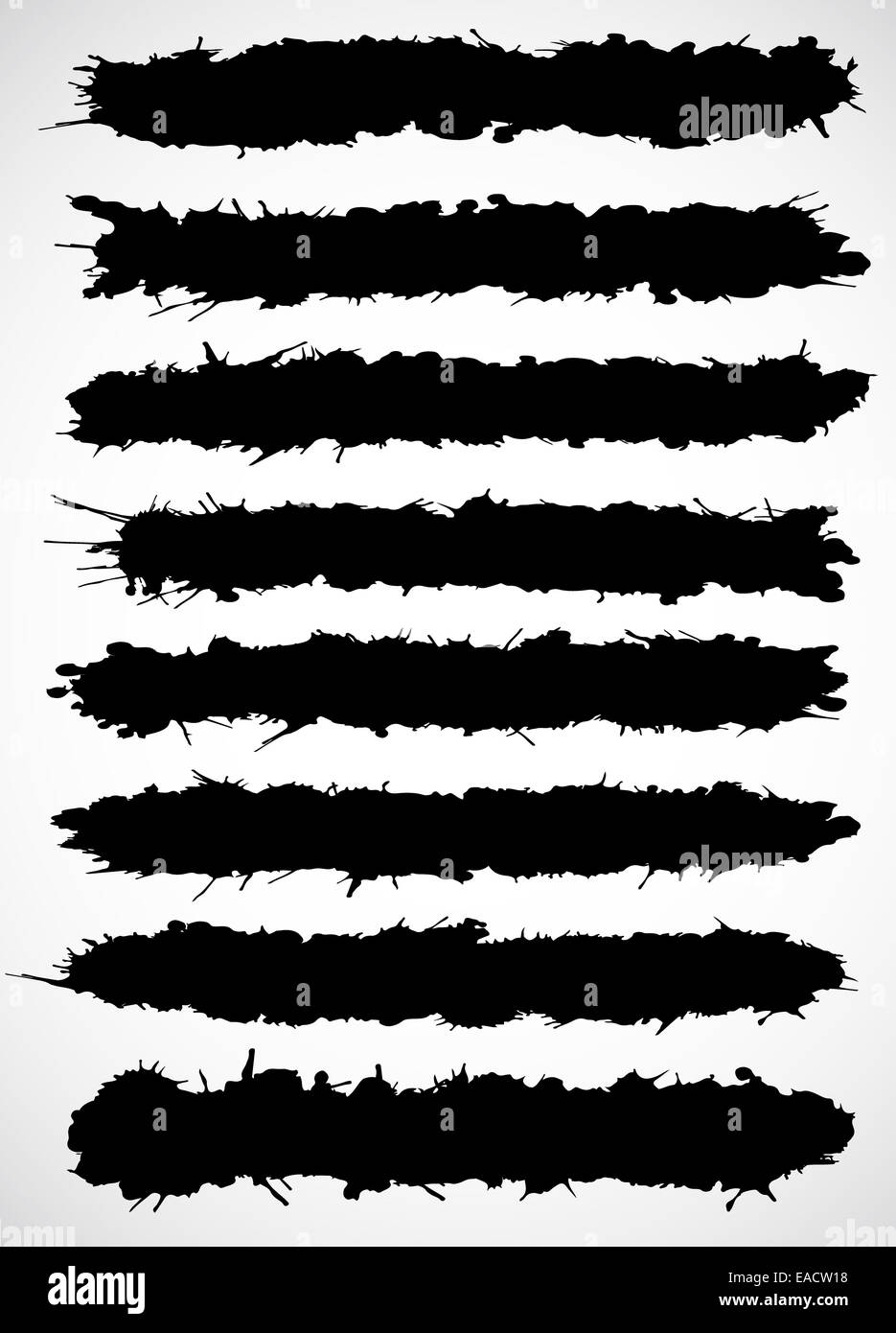 Black brush strokes made of ink splatter. Stock Photo