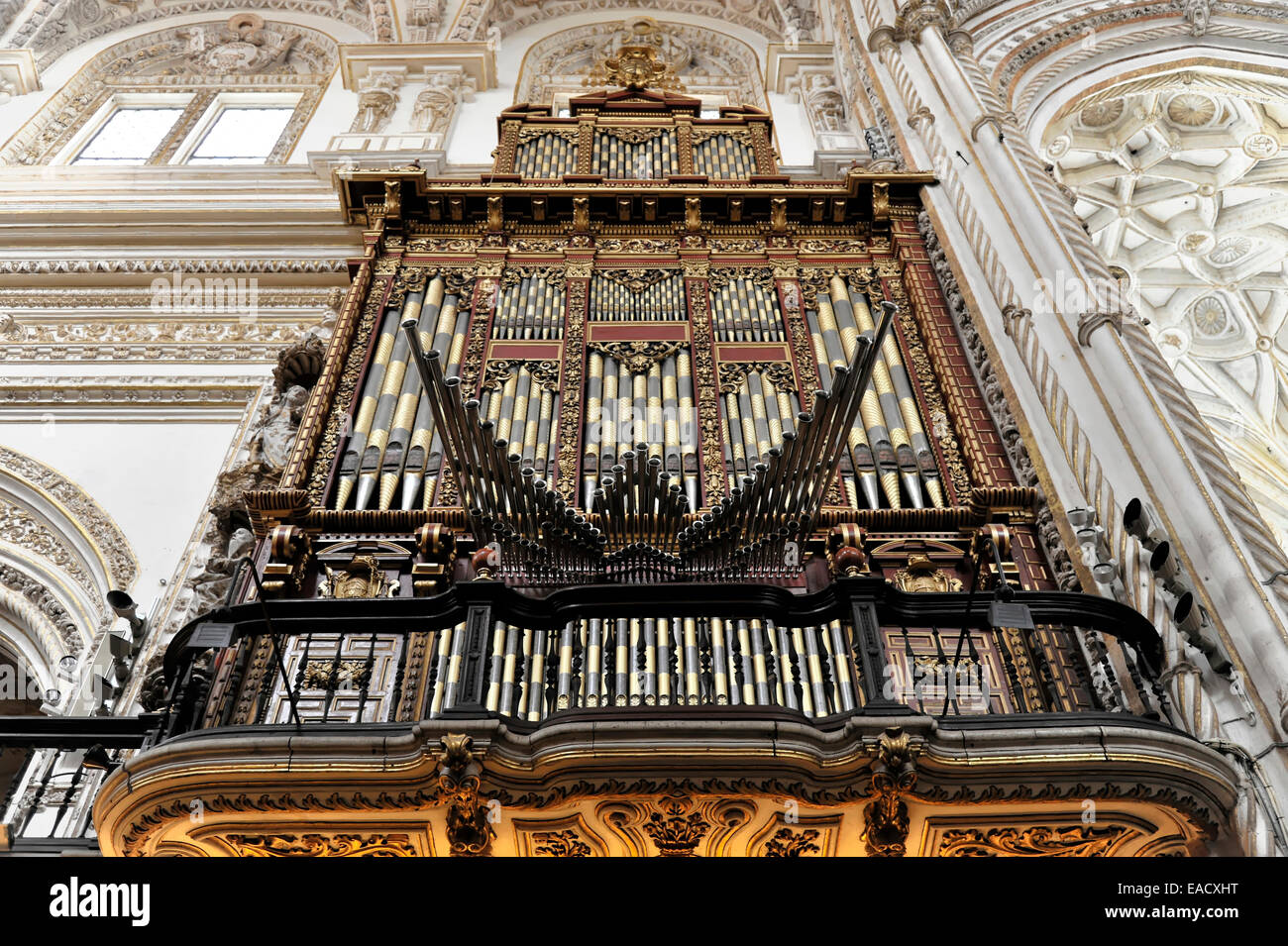 Organ, Mezquita or Great Mosque of Córdoba, former mosque, now a cathedral, Córdoba, Córdoba province, Andalusia, Spain Stock Photo