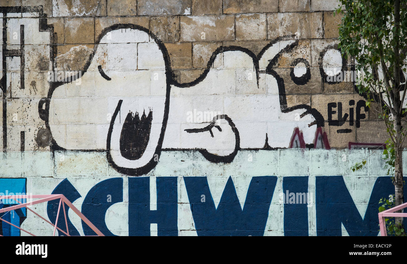 Snoopy graffiti, Leopoldstadt, Vienna, Vienna State, Austria Stock Photo