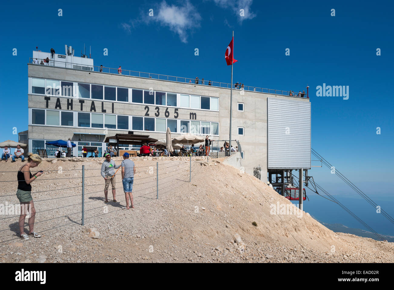 Top of Tahtalı Dagi mountain, 2366 m, mountain station of the cable car, built as a Turkish-Swiss cooperation in 2007 Stock Photo