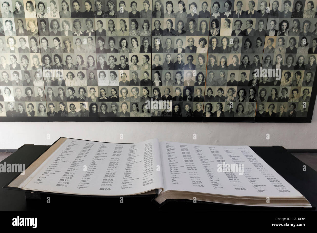 Memorial book in the former guard's house, site of the names, Ravensbrück National Memorial, former women's concentration camp Stock Photo