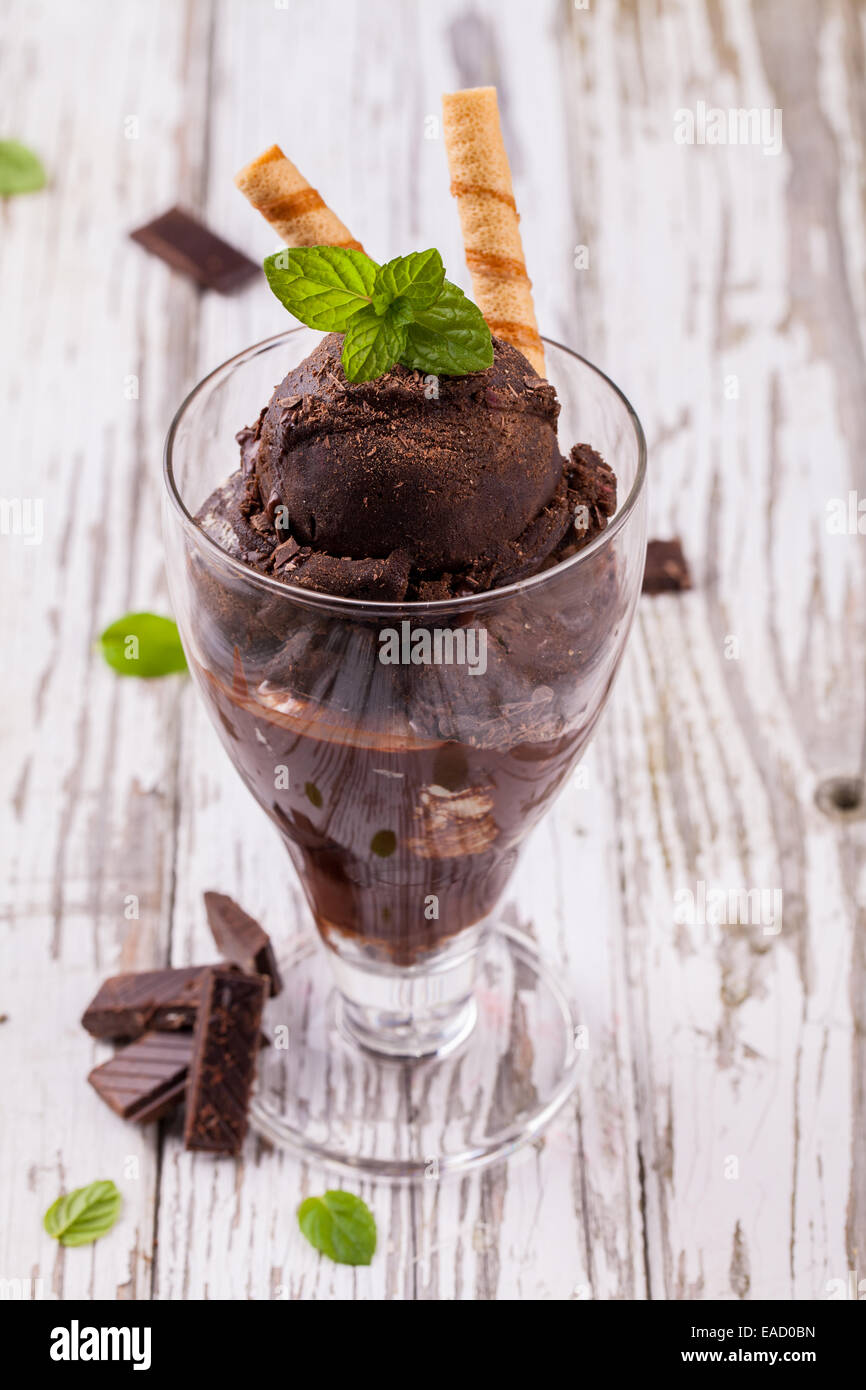 Delicious chocolate ice cream in cup Stock Photo Alamy