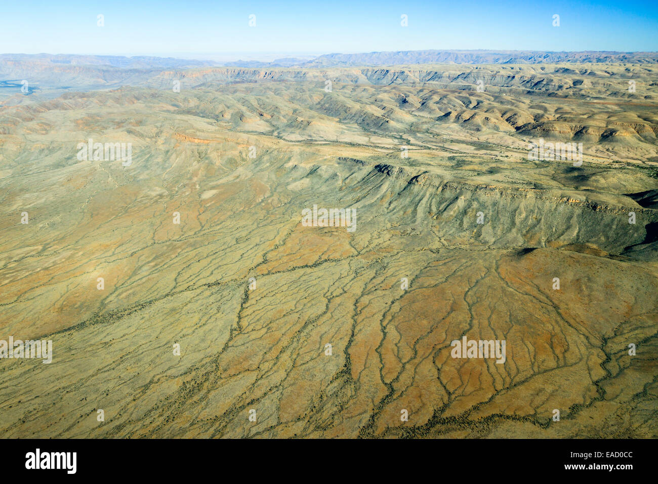 Aerial view over dry rivers in the Khomas Hochland, Namibia Stock Photo