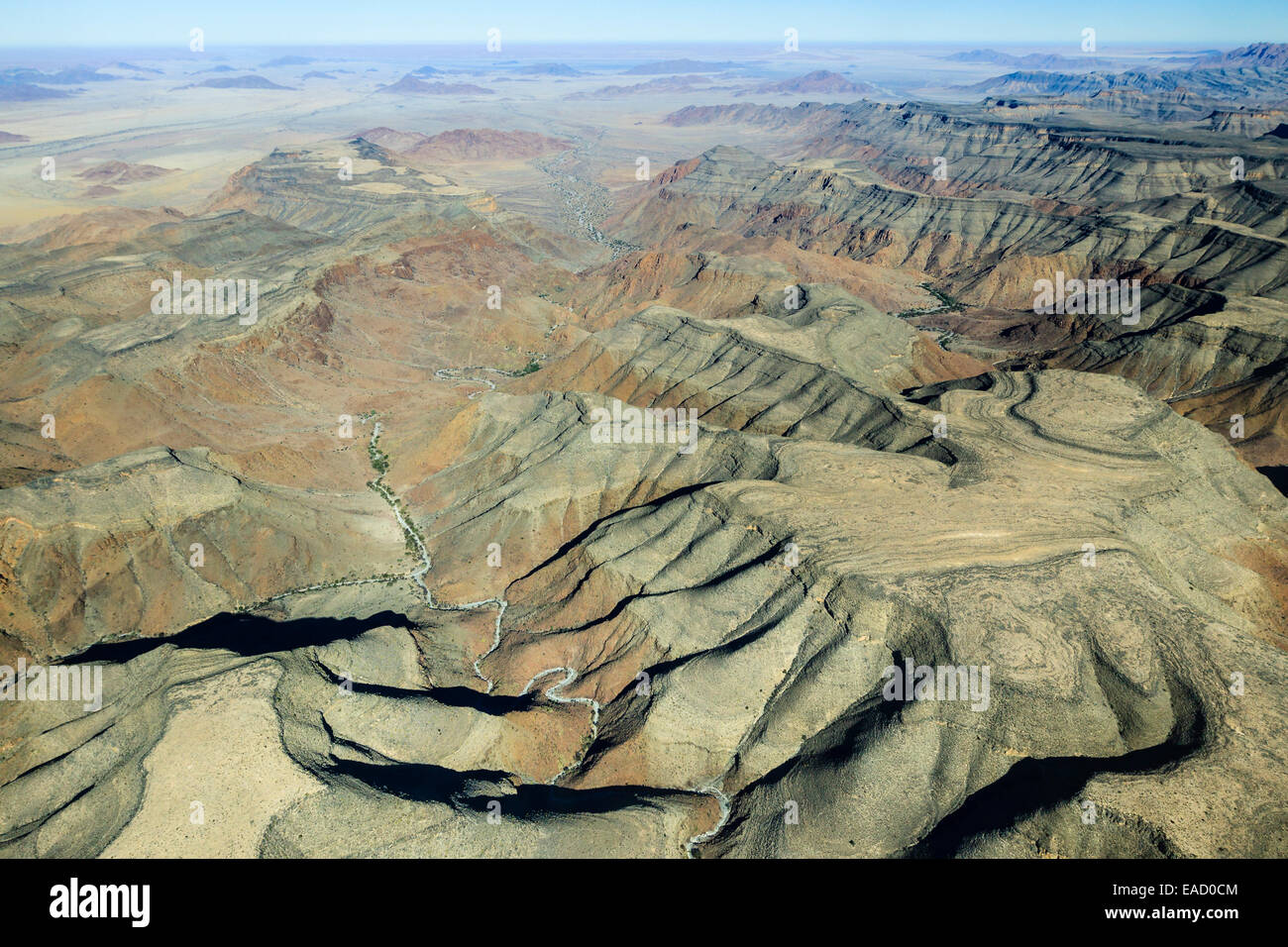 Aerial view, rugged landscape between Khomas Hochland and the Namib Desert, Namibia Stock Photo