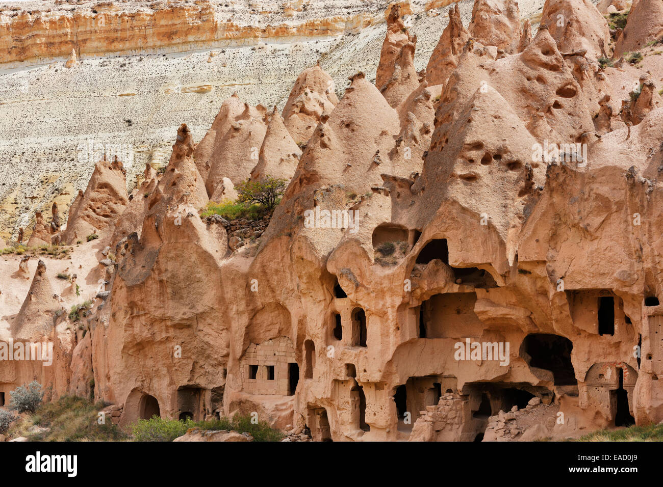 Tufa formations, Zelve open-air museum, Göreme National Park, Cappadocia, Central Anatolia Region, Anatolia, Turkey Stock Photo
