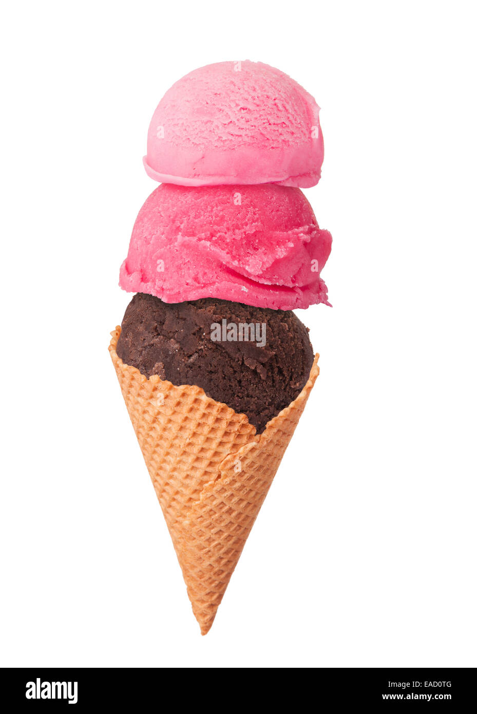 Studio photo of isolated ice cream in waffle cone on white background ...