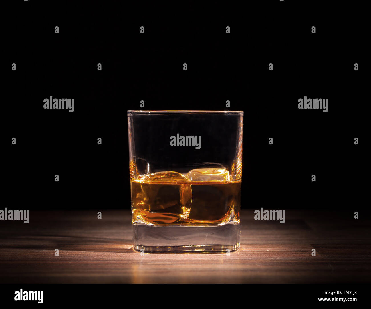 Whiskey drink on wooden table Stock Photo