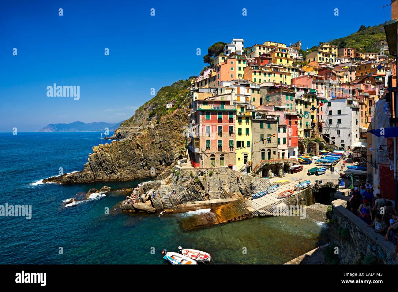 Fishing port of Riomaggiore, Riomaggiore, Cinque Terre, Liguria, Italy Stock Photo