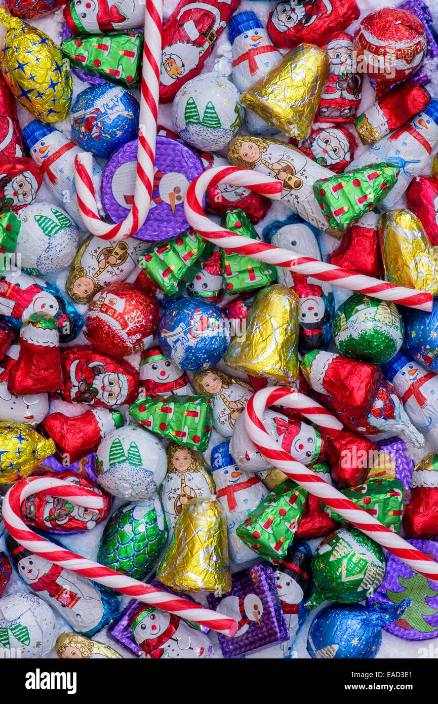 Assorted Christmas tree decoration chocolates Stock Photo Alamy