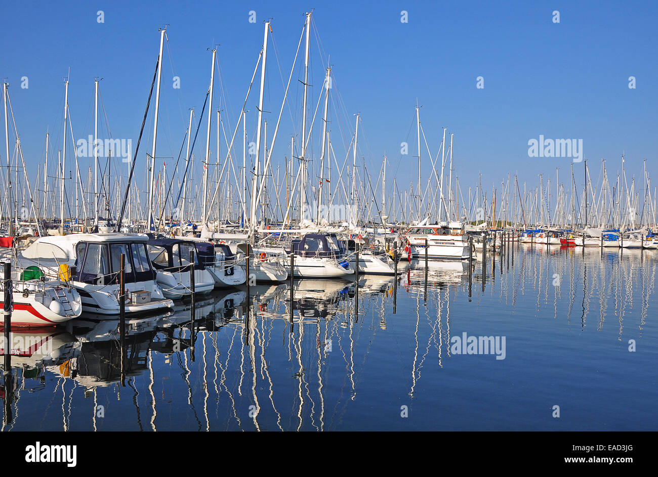 Sailboats in a marina, Heiligenhafen, Schleswig-Holstein, Germany Stock ...