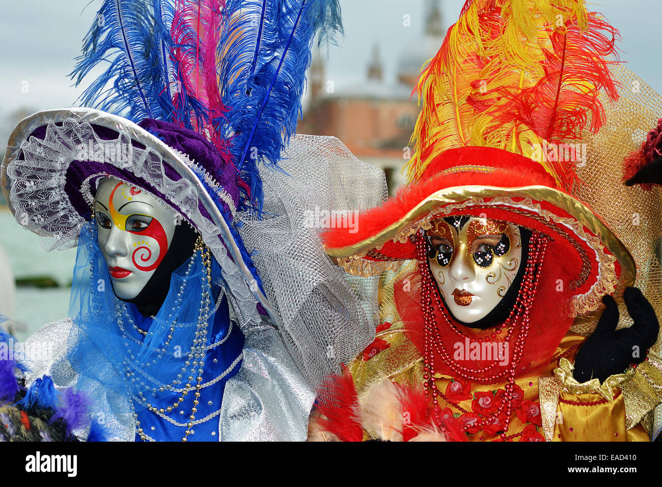 Two persons with mask and costume, Carnival Venice Stock Photo