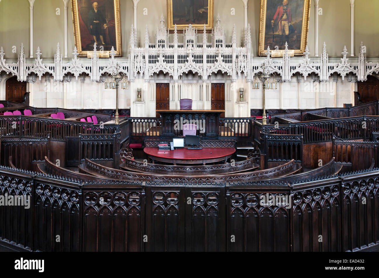 Lancaster Castle, Lancashire, UK. The Shire Hall interior, completed