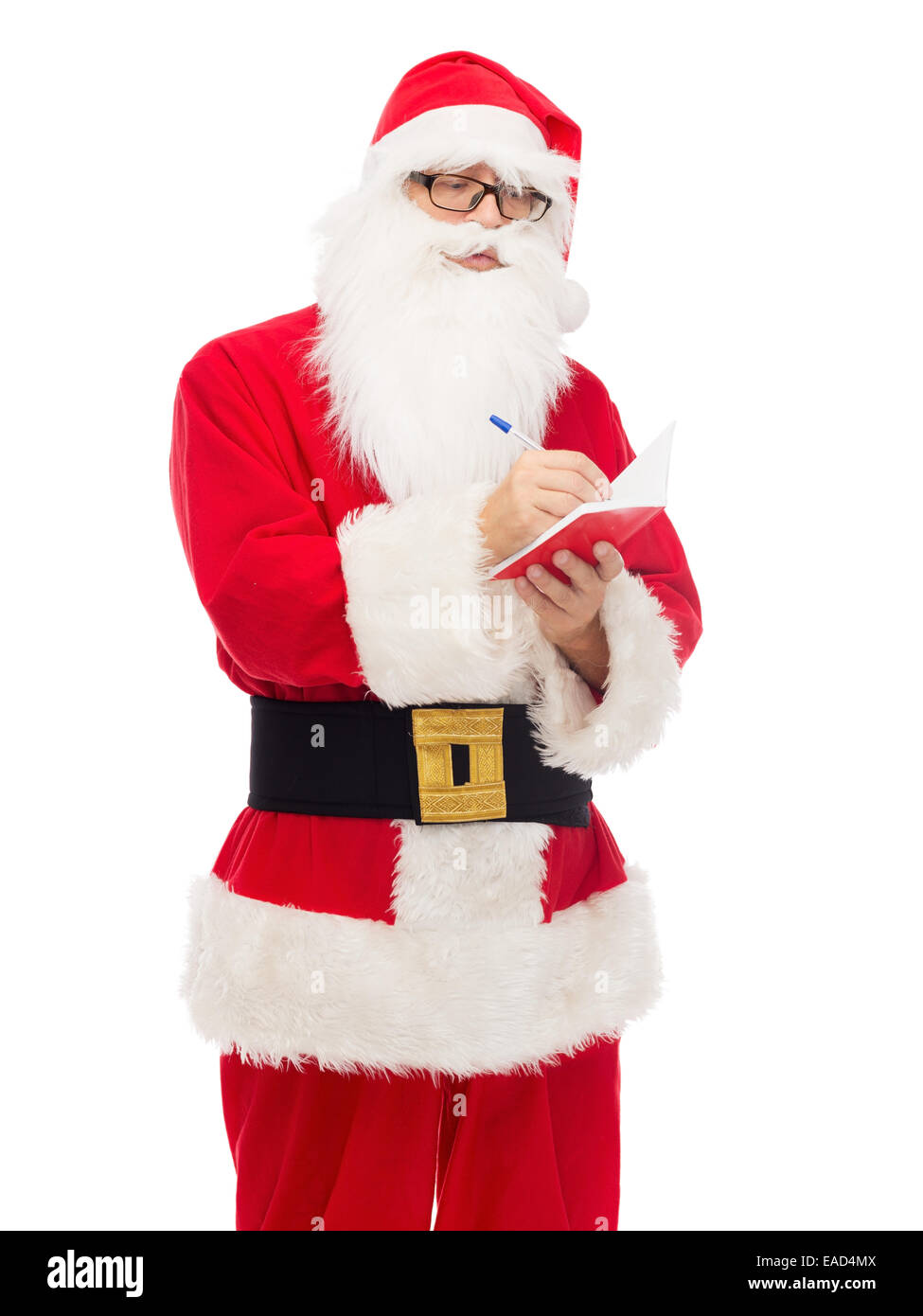 man in costume of santa claus with notepad Stock Photo - Alamy