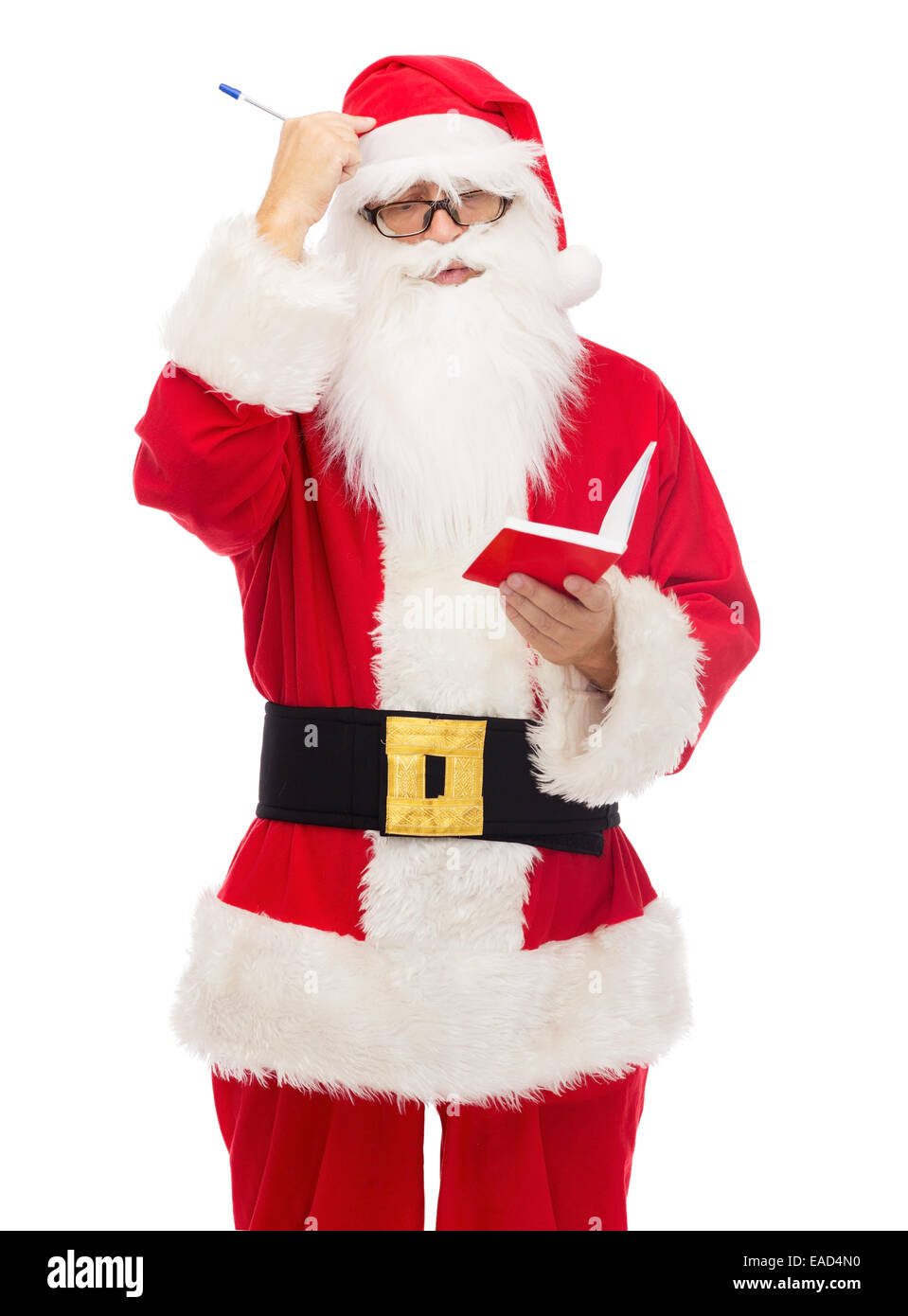 man in costume of santa claus with notepad Stock Photo - Alamy