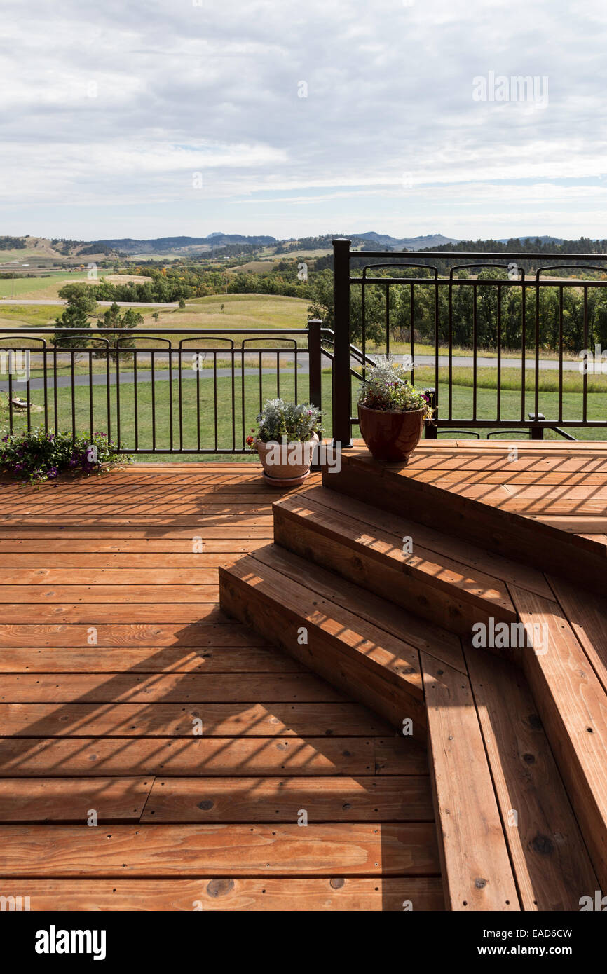 Huge Wooden Deck , House, USA Stock Photo