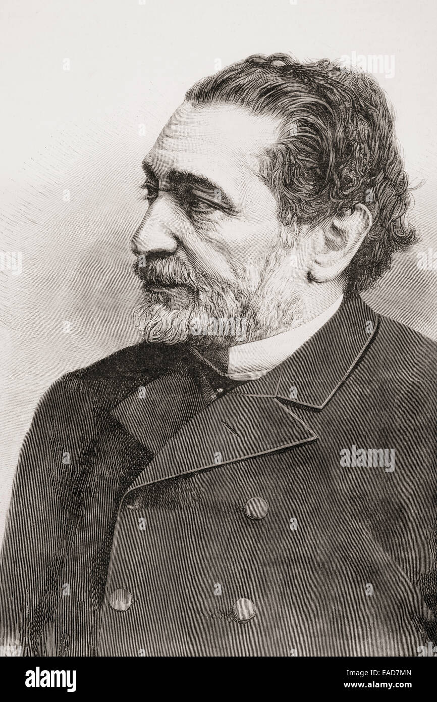 Práxedes Mariano Mateo Sagasta y Escolar, 1825 – 1903.  Spanish liberal politician who served eight terms as Prime Minister. Stock Photo